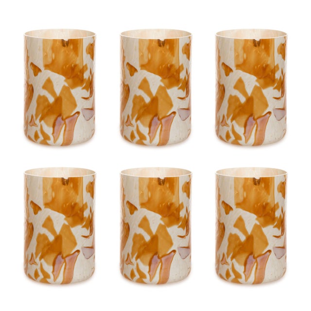 Glass Stories of Italy Nougat Tumblers - Karkade, Set of 6 For Sale - Image 7 of 7