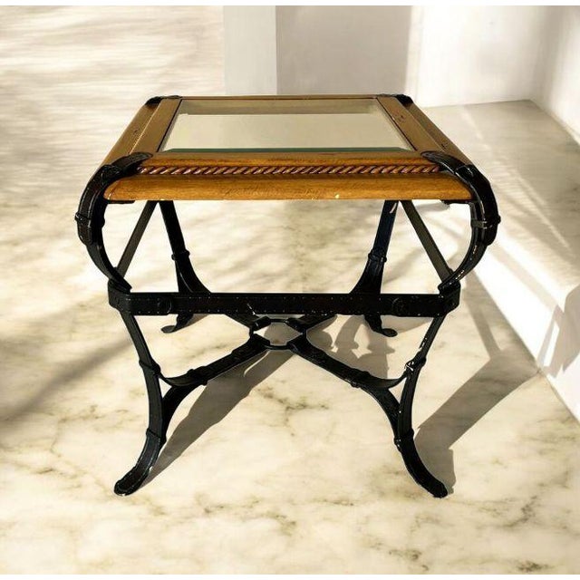 1960s Equestrian World Adnet Hermès Pair of Matching Side Tables For Sale - Image 5 of 8