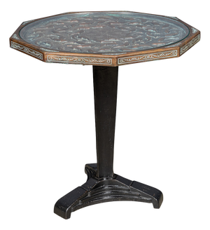 Vintage Spanish Embossed Copper Table by Malart, 1930