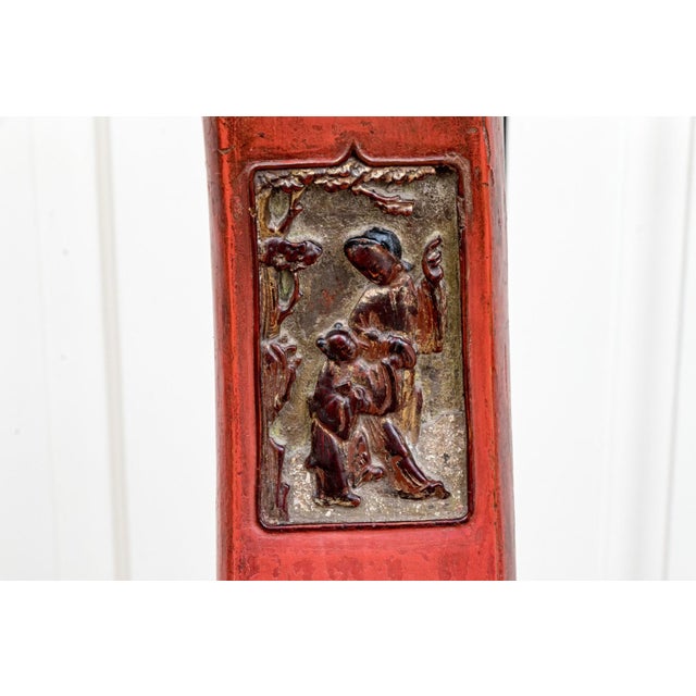 Red Late 19th Century Chinese Red Lacquered and Gilt Bride's Chair For Sale - Image 8 of 12