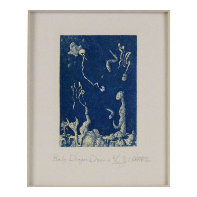 "Baby Dragon Dreams" - 1976 Surrealist Lithograph on Paper by Jim Crabb For Sale