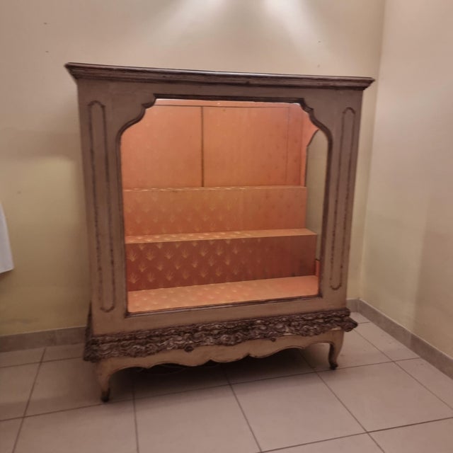 Piedmontese Display Cabinet in Ivory with Silver Mecca Frame, 1780 For Sale - Image 4 of 13