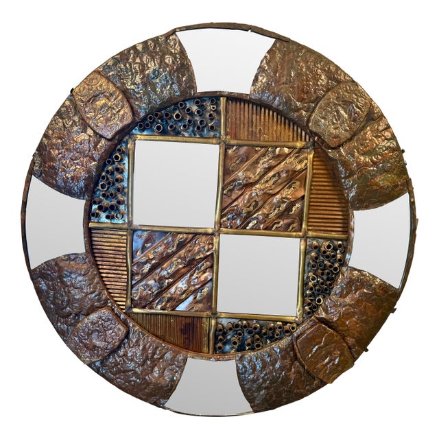 Neat Vintage Brutalist Mirror For Sale