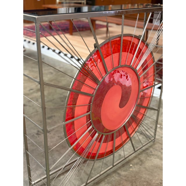 Metal Modern Murano Glass Console Table For Sale - Image 7 of 9