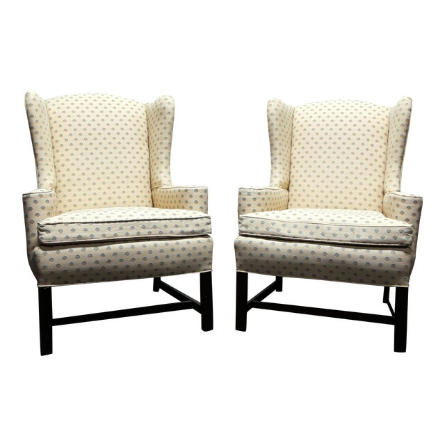 Chippendale Style Mahogany Wing Back Chairs by Conover Chair Co Pair Chairish