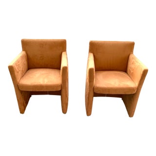 Late 20th Century Vintage Ultrasuede Club Chairs - a Pair For Sale