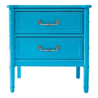 Turquoise Lacquered Henry Link Bali Hai Petite Nightstand For Sale