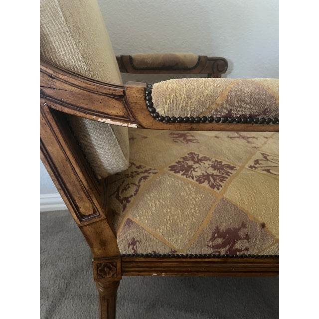 Neoclassical 1990s Attributed to Nancy Corzine Josephine "Lounge" Chair With Id Collection Fabric For Sale - Image 3 of 9