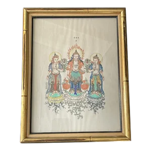Antique Chinese Buddhist Bodhisattva Guanyin Style of Republic Period Painting
