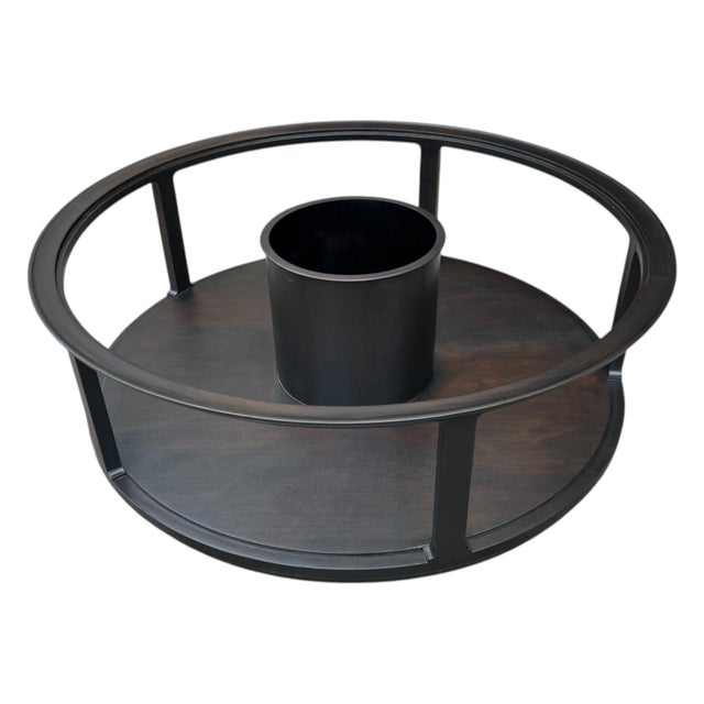 Dunbar Berne Dunbar Round Mahogany Coffee Table – Ebonized Finish, Glass Top, Casters For Sale - Image 4 of 16
