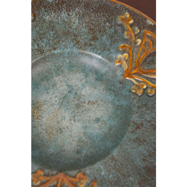 Art Deco Plate in Blue and Orange Ceramic by Michael Andersen, Denmark, 1940s For Sale - Image 13 of 14