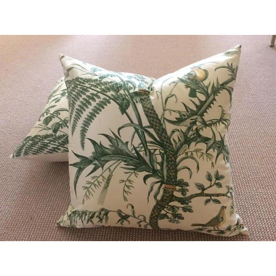 Textile Brunschwig & Fils Bird and Thistle Green Pillow Covers - a Pair For Sale - Image 7 of 7