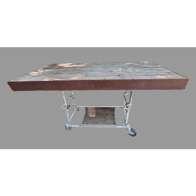 Primitive Medical Industrial Repurposed Country Scrub Top Table For Sale - Image 6 of 12