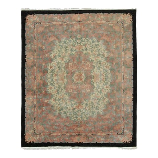 Antique Chinese Hooked Rug With Floral Medallion & Vine Design - Rug & Kilim For Sale