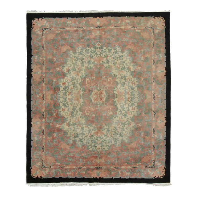 Antique Chinese Hooked Rug With Floral Medallion & Vine Design - Rug & Kilim For Sale
