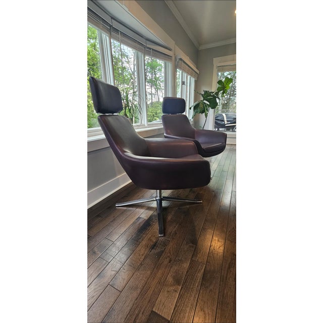 2010s Leather Swivel Lounge Chairs -Coalesse by Steelcase For Sale - Image 5 of 7