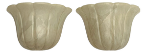 Art Deco Fluted Tulip Form Alabaster Wall Lights, Aljuna Spain, 1970s, Set of 2