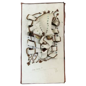 Post Modern "City Living ?" Art Pottery Figural Wall Sculpture