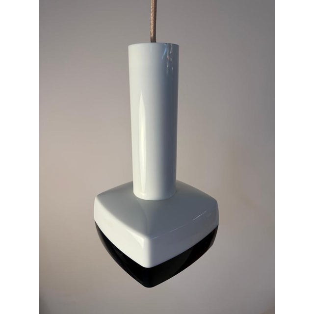 Plastic Black and White Pendant Lamp by Bent Karlby for Schrøder-Kemi, 1970s For Sale - Image 7 of 11