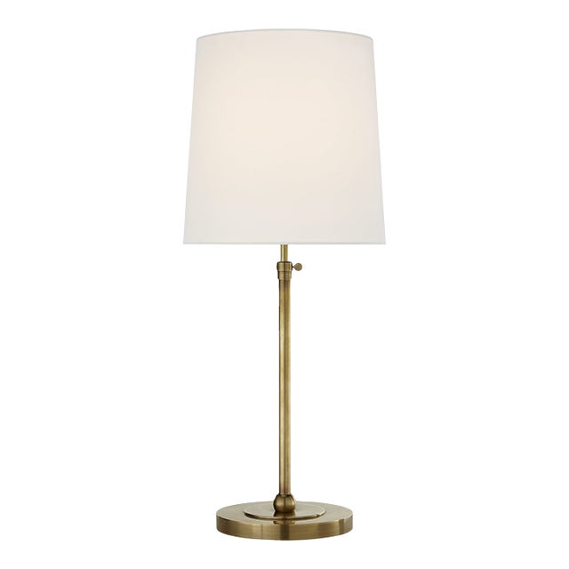 Thomas O'Brien by Visual Comfort Signature Bryant Large Table Lamp in Hand-Rubbed Antique Brass with Linen Shade For Sale