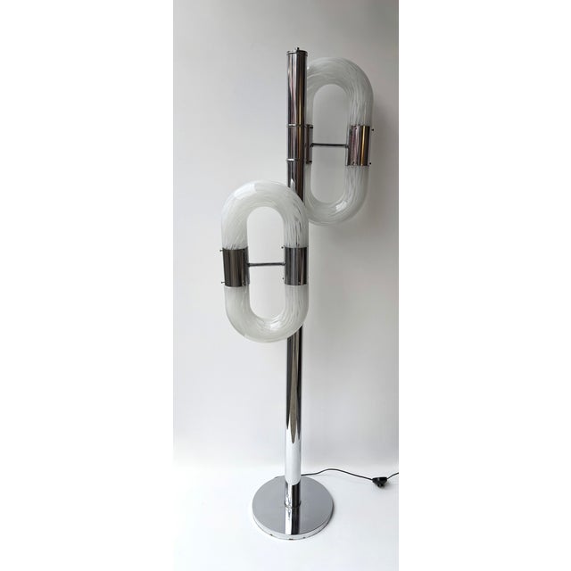 Mid-Century Modern space age vintage metal chrome version of chain floor lamp by Aldo Nason for the manufacture Mazzega....