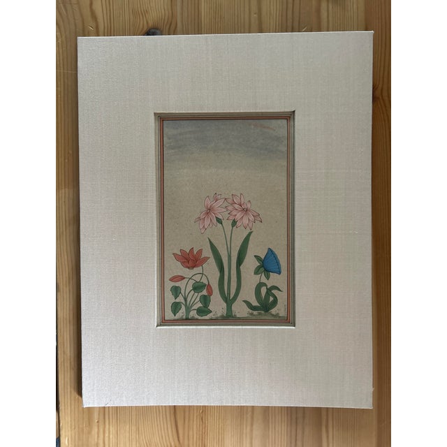 Mid 20th Century Vintage Indian Hand Painted Mughal Flower Painting For Sale In Denver - Image 6 of 6