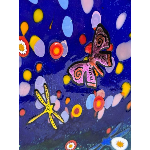 Contemporary Mad Studios Multicolor Art Glass Vase Dichroic Butterfly Dragonflies Gecko For Sale - Image 3 of 12