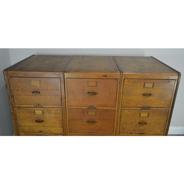 Library Bureau Solemakers Antique Oak 3 Section 12 Drawer File