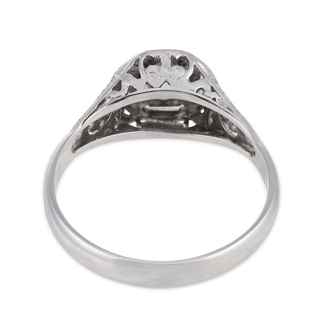 1950s Gia 3.12 Carat Old European Cut Diamond Platinum Engagement Ring, Size 7.75 For Sale In Los Angeles - Image 6 of 6