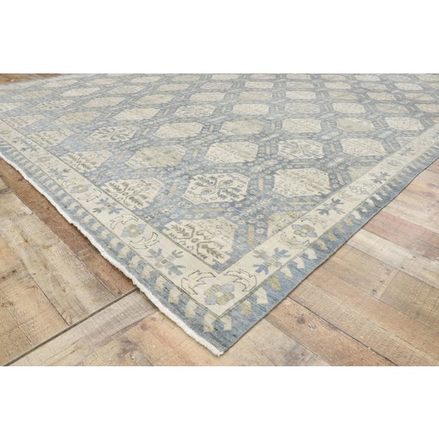Vintage Soft Blue Distressed Rug, 09'10 X 13'01 For Sale In Dallas - Image 6 of 9
