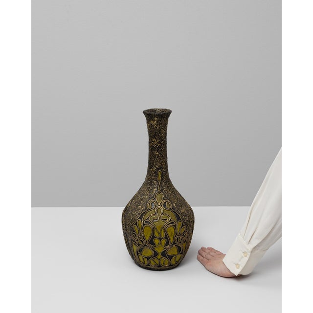 Art Nouveau 20th Century Belgian Ceramic Vase With Ornate Details For Sale - Image 3 of 18