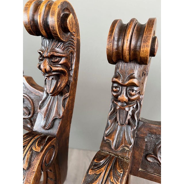 19th Century Renaissance Wooden Armchairs, Set of 3 For Sale - Image 10 of 13