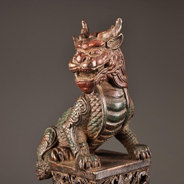 Metal Late 19th Century Gilt Bronze Qilin Incense Burner, Mythical Beast Censer, 1.8kg For Sale - Image 7 of 10