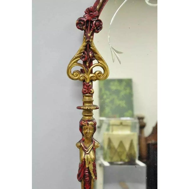 Early 20th Century Oscar Bach Attr. Bronze and Onyx Top Iron Console Hall Table With Figural Mirror For Sale - Image 5 of 12