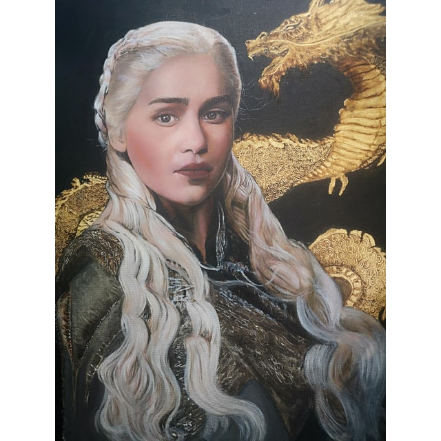 Mother of Dragons painting Game of Thrones Lady portrait Woman Art Wall decor Oil on canvas painting. Signed by a French...