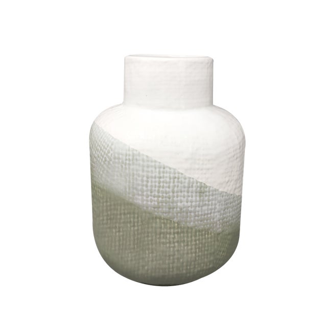 Green & White Vase in Ceramic by F.lli Brambilla, 1970s For Sale