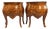 Mahogany and Kingwood Veneer Bombe Bedside Lockers with Marble Tops, Set of 2 For Sale