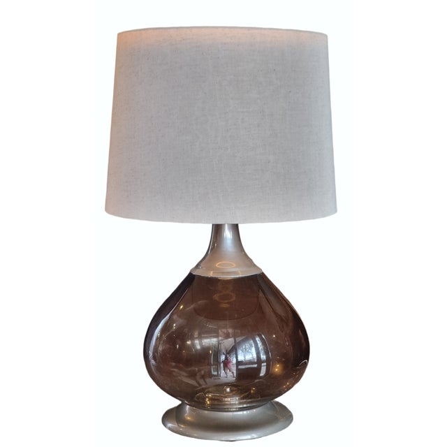 Large Table Lamp in Smoked Glass and Silvered Metal, 1970 For Sale - Image 11 of 11
