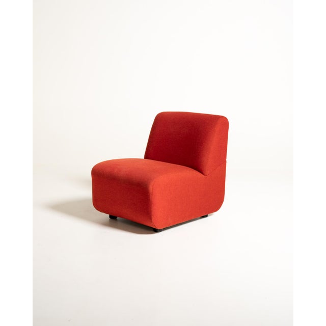 Textile Vintage Red Fabric Sectional Sofa, Italy, 1970s, Set of 6 For Sale - Image 7 of 14