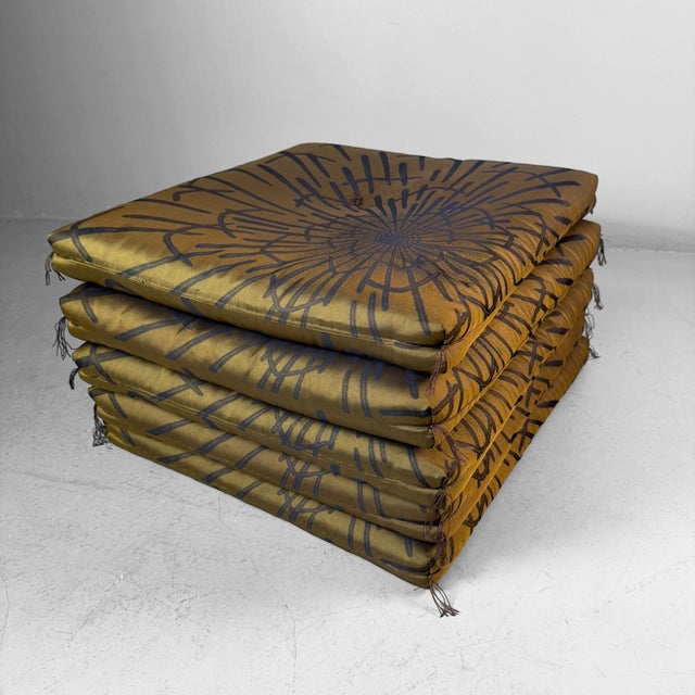 Mid-Century Modern Vintage Zabuton Floor Cushions with Floral Motifs, 1960s, Set of 5 For Sale - Image 3 of 12