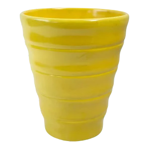 Mid Century Yellow Glaze Pottery Flower Vase Marked 715