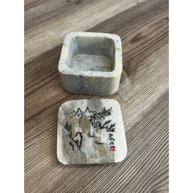 Small Vintage Stone Chinese Trinket Box For Sale - Image 4 of 8