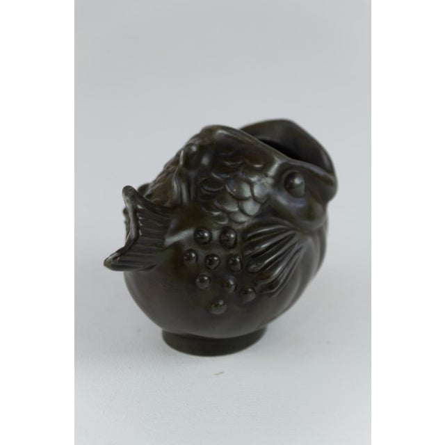 Vintage Danish Art Deco Fish Vase in Disko Metal by Just Andersen, 1930s For Sale - Image 6 of 14