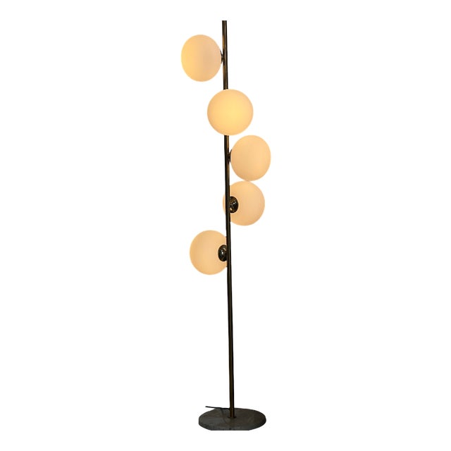 Multi-Light Floor Lamp with Marble Base, 1980s For Sale