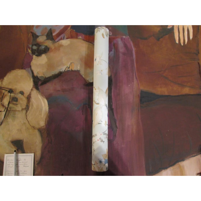 1990s Vintage 90s White and Blue Floral Motif Wallpaper For Sale - Image 5 of 7