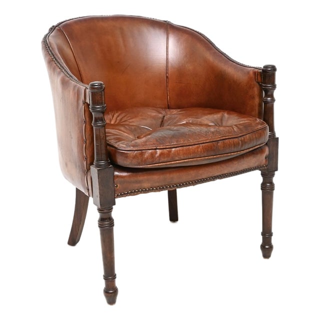 Vintage Georgian Style Leather Armchair, 1930 For Sale