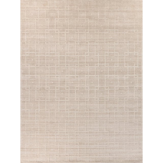 Wood Exquisite Rugs Devonshire Handmade Bamboo Silk & Cotton Beige Rug-9'X12' For Sale - Image 7 of 7