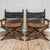 Marge Carson Campaign Style Leather Carved Bobbin X-Frame Director Chairs Att. Marge Carson - Pair For Sale - Image 4 of 6