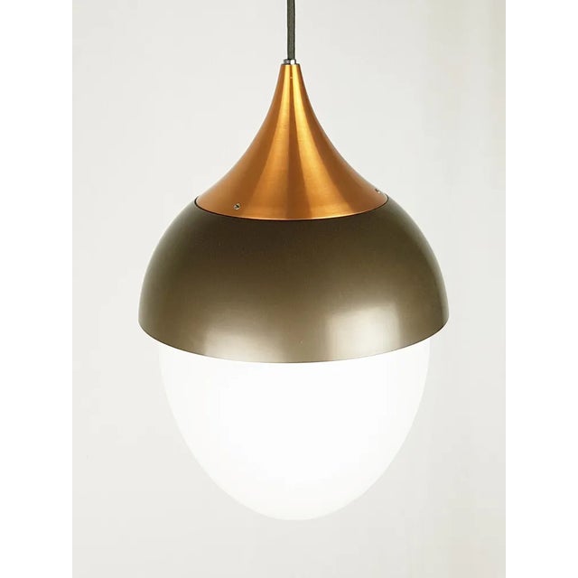 Black Italian Brown Metal, Copper and Glass Pendant Lamp by Bruno Gatta for Stilnovo, 1960s For Sale - Image 8 of 13