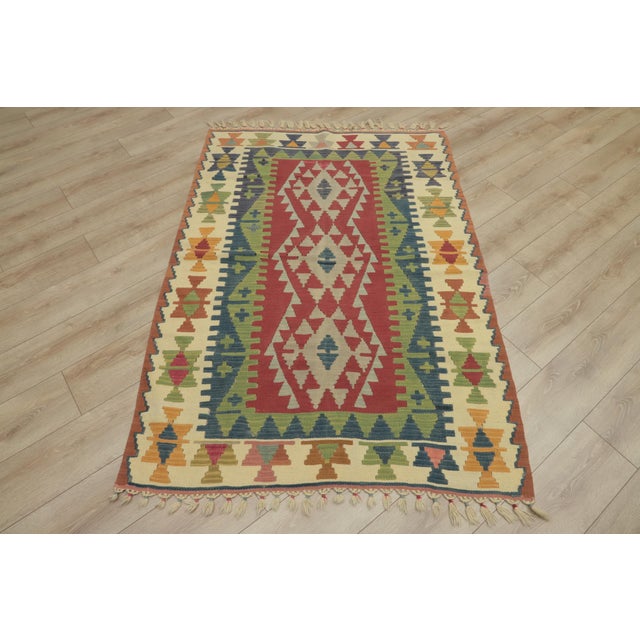 1970s Tribal Style Geometric Design Handmade Oushak Kilim Rug For Sale - Image 13 of 13